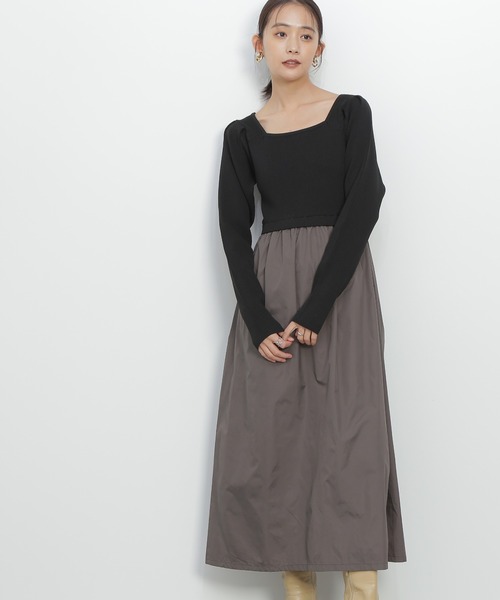 N.(N. Natural Beauty Basic)(エヌエヌナチュラルビューティーベーシック)の「◆ニットビスチェドッキングワンピース(ワンピース・レディース・ブルー/ブラック×グレー・MEDIUM)」の2枚目の写真