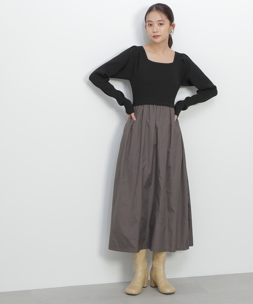 N.(N. Natural Beauty Basic)(エヌエヌナチュラルビューティーベーシック)の「◆ニットビスチェドッキングワンピース(ワンピース・レディース・ブルー/ブラック×グレー・MEDIUM)」の3枚目の写真