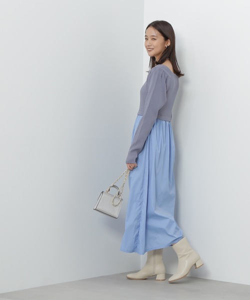 N.(N. Natural Beauty Basic)(エヌエヌナチュラルビューティーベーシック)の「◆ニットビスチェドッキングワンピース(ワンピース・レディース・ブルー/ブラック×グレー・MEDIUM)」の6枚目の写真