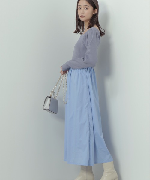 N.(N. Natural Beauty Basic)(エヌエヌナチュラルビューティーベーシック)の「◆ニットビスチェドッキングワンピース(ワンピース・レディース・ブルー/ブラック×グレー・MEDIUM)」の8枚目の写真