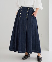 LAVEANGE | [洗える]デニムタックプリーツスカート(スカート)