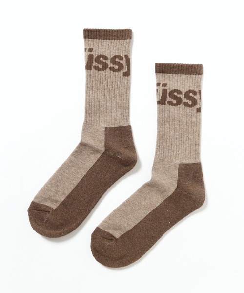 STUSSY（ステューシー）の「STUSSY/ステューシー Logo Jacquard Trail Socks 靴下（ソックス/靴下・メンズ・ブラウン・FREE）」の8枚目の写真