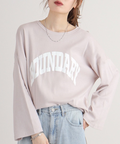atONE（アットワン）の「atONE ワイドスリーブロゴプリントロンT　長袖（Tシャツ/カットソー・レディース・ホワイト/ブラック/ホワイト系その他/ブラック系その他/ホワイト系その他2/ブラック系その他2/ピンク系その他/ピンクベージュ/ピンク系その他2・F）」の7枚目の写真