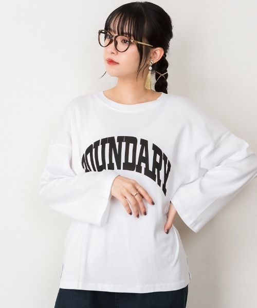 atONE（アットワン）の「atONE ワイドスリーブロゴプリントロンT　長袖（Tシャツ/カットソー・レディース・ホワイト/ブラック/ホワイト系その他/ブラック系その他/ホワイト系その他2/ブラック系その他2/ピンク系その他/ピンクベージュ/ピンク系その他2・F）」の13枚目の写真