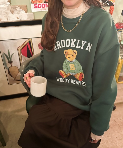 Ambre Ciel(アンブルシエル)の「ベアープリントスウェット/【WEB/EC限定商品】(スウェット・レディース・グリーン/ネイビー・FREE)」の4枚目の写真
