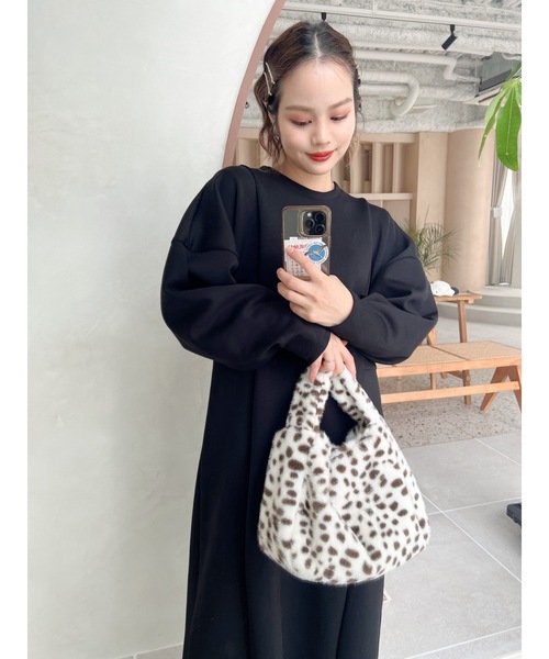 JUMELLE（ジュメロ）の「【もっちり素材,低身長~高身長】コクーンドロップワンピース（ワンピース・レディース・ブラック/ベージュ・FREE）」の17枚目の写真