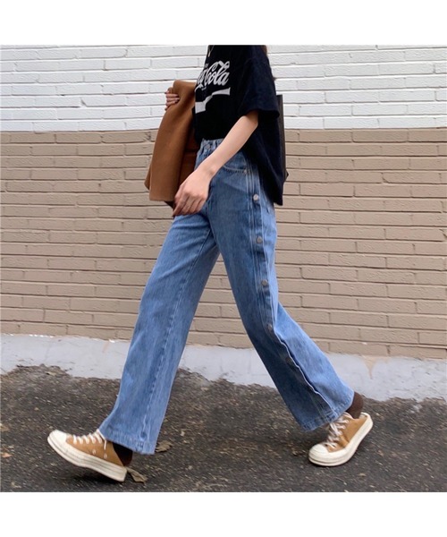 SpRay(スプレイ)の「フェイクサイドボタンデニムパンツ(デニムパンツ・レディース・ブラック/ブルー・LARGE/MEDIUM)」の14枚目の写真