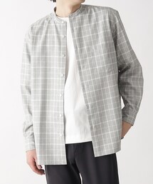 THE SHOP TK  | 【洗濯機洗い可】TRチェックバンドカラーシャツ(シャツ/ブラウス)