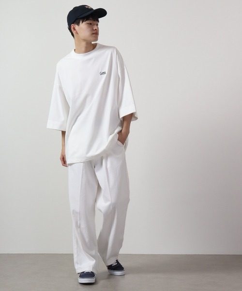 Sunny Smith(サニースミス)の「Sunnysmith 11.6ウルトラヘビーオンス Heavy Smith パームツリー刺繍Tシャツ 半袖(Tシャツ/カットソー・メンズ・チャコール/オフホワイト/レッド・F)」の6枚目の写真
