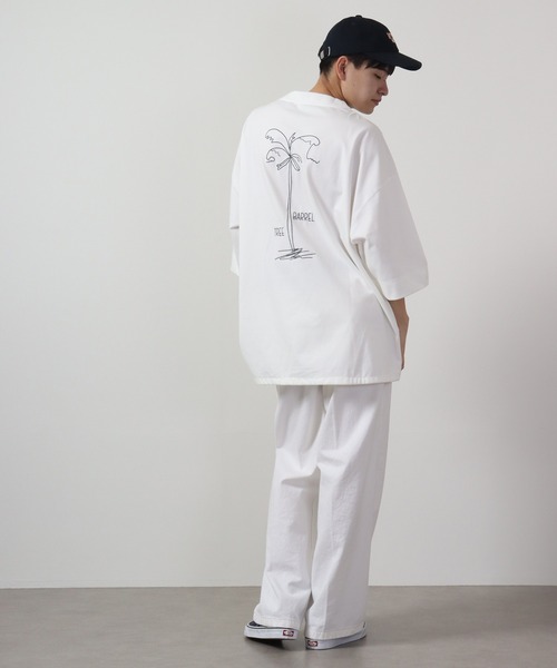 Sunny Smith(サニースミス)の「Sunnysmith 11.6ウルトラヘビーオンス Heavy Smith パームツリー刺繍Tシャツ 半袖(Tシャツ/カットソー・メンズ・チャコール/オフホワイト/レッド・F)」の7枚目の写真