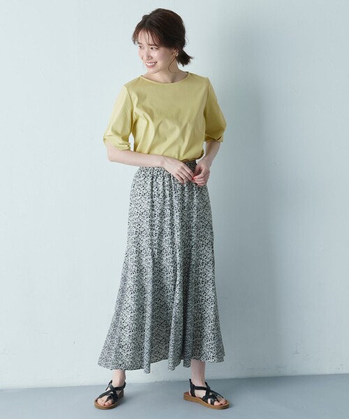 ANY(エニィ)の「【接触冷感】シルケットスムース タックスリーブトップス(Tシャツ/カットソー・レディース・ライトグリーン系/ベージュ系/ブルー系/ブラック系/アイボリー系/オールドローズ系・3/2)」の9枚目の写真