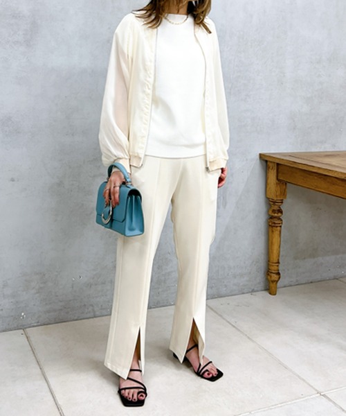 un dix cors（アンディコール）の「麻タックフレンチスリーブニットプルオーバー（ニット/セーター・レディース・ネイビー/オフホワイト/ピンク系その他・FREE）」の10枚目の写真