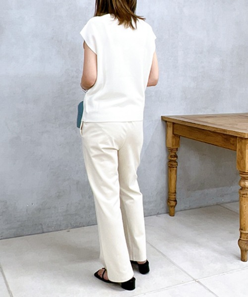 un dix cors（アンディコール）の「麻タックフレンチスリーブニットプルオーバー（ニット/セーター・レディース・ネイビー/オフホワイト/ピンク系その他・FREE）」の8枚目の写真