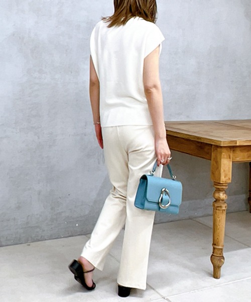 un dix cors（アンディコール）の「麻タックフレンチスリーブニットプルオーバー（ニット/セーター・レディース・ネイビー/オフホワイト/ピンク系その他・FREE）」の9枚目の写真