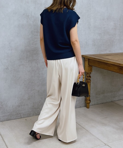 un dix cors（アンディコール）の「麻タックフレンチスリーブニットプルオーバー（ニット/セーター・レディース・ネイビー/オフホワイト/ピンク系その他・FREE）」の21枚目の写真