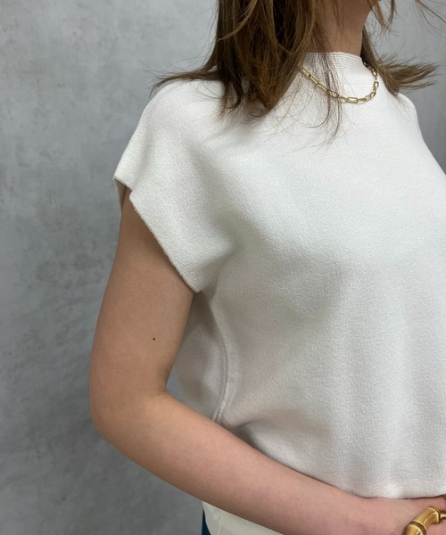 un dix cors（アンディコール）の「麻タックフレンチスリーブニットプルオーバー（ニット/セーター・レディース・ネイビー/オフホワイト/ピンク系その他・FREE）」の12枚目の写真