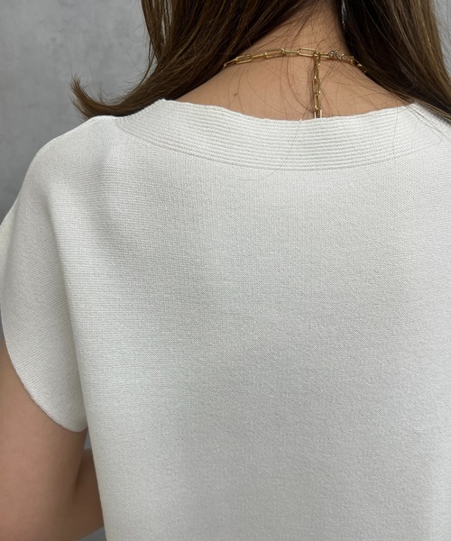 un dix cors（アンディコール）の「麻タックフレンチスリーブニットプルオーバー（ニット/セーター・レディース・ネイビー/オフホワイト/ピンク系その他・FREE）」の13枚目の写真