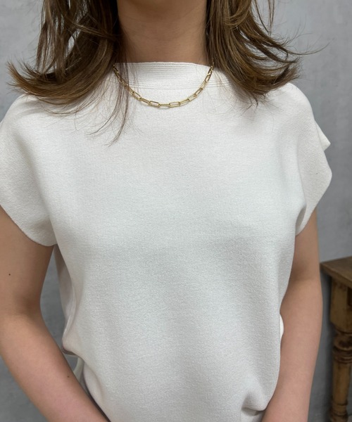 un dix cors（アンディコール）の「麻タックフレンチスリーブニットプルオーバー（ニット/セーター・レディース・ネイビー/オフホワイト/ピンク系その他・FREE）」の11枚目の写真