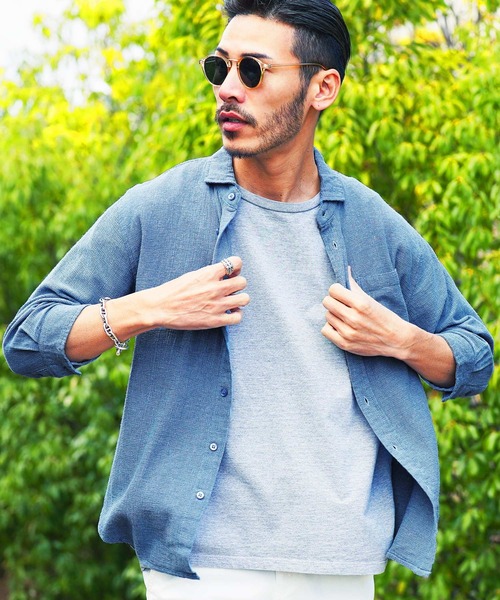 jiggys shop（ジギーズショップ）の「ストレッチ綿麻 7分袖 パナマリネンシャツ（シャツ/ブラウス・メンズ・ベージュ系その他/ブルー系その他/ホワイト系その他/グレー系その他/グレー系その他3/グレー系その他4/ブルー系その他2/ホワイト系その他2/ブルー系その他3/グレー系その他2・SMALL/MEDIUM/LARGE/X-LARGE）」の10枚目の写真