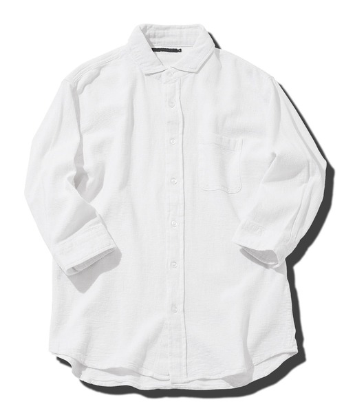 jiggys shop（ジギーズショップ）の「ストレッチ綿麻 7分袖 パナマリネンシャツ（シャツ/ブラウス・メンズ・ベージュ系その他/ブルー系その他/ホワイト系その他/グレー系その他/グレー系その他3/グレー系その他4/ブルー系その他2/ホワイト系その他2/ブルー系その他3/グレー系その他2・SMALL/MEDIUM/LARGE/X-LARGE）」の11枚目の写真