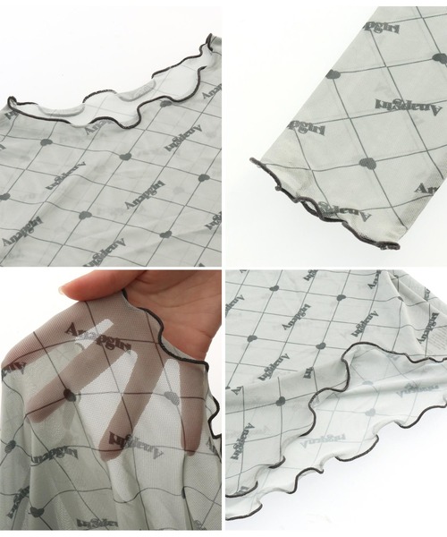 ANAP GｉRL（アナップガール）の「総ロゴシアートップス×キャミSETカットソー（シャツ/ブラウス・キッズ・ピンク/ブラック・XS/S/M）」の8枚目の写真