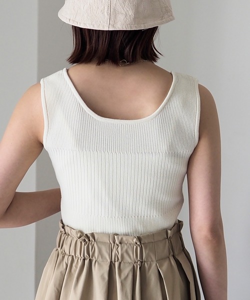 Riberry（リベリー）の「リブニットタンク（タンクトップ・レディース・ピンク/ブラック/オフホワイト・FREE）」の9枚目の写真