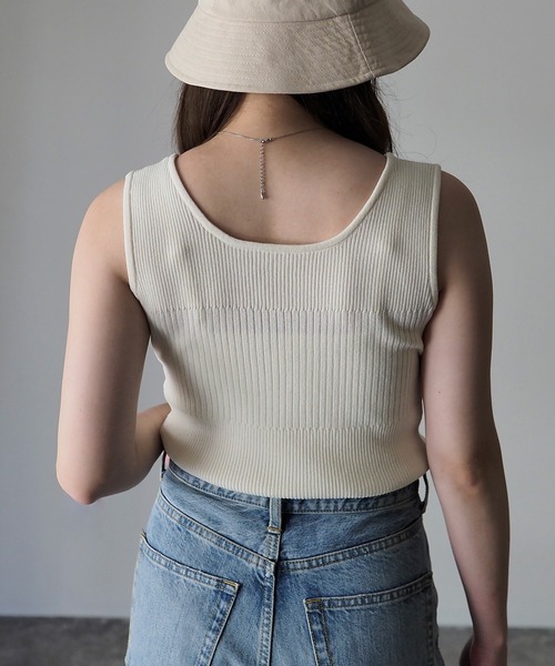 Riberry（リベリー）の「リブニットタンク（タンクトップ・レディース・ピンク/ブラック/オフホワイト・FREE）」の4枚目の写真