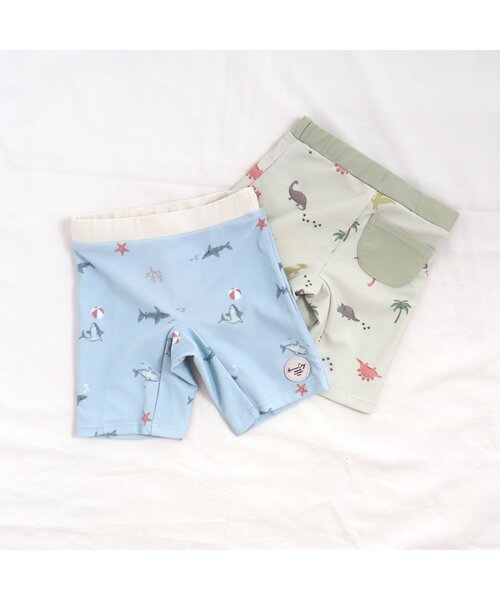 apres les cours（アプレレクール）の「きょうりゅう・サメ柄ボクサー水着＿UVカット（水着・キッズ・アイボリー/サックスブルー・80/90/100/110/120）」の5枚目の写真