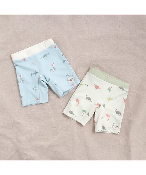 apres les cours（アプレレクール）の「きょうりゅう・サメ柄ボクサー水着＿UVカット（水着・キッズ・アイボリー/サックスブルー・80/90/100/110/120）」の6枚目の写真