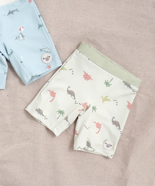 apres les cours（アプレレクール）の「きょうりゅう・サメ柄ボクサー水着＿UVカット（水着・キッズ・アイボリー/サックスブルー・80/90/100/110/120）」の2枚目の写真