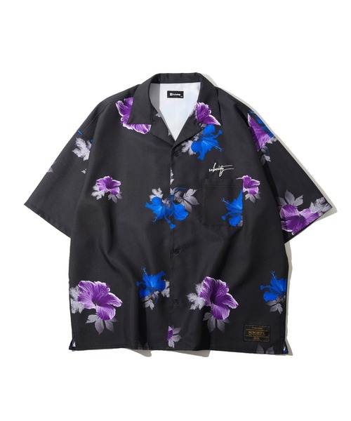 SUBCIETY サブサエティー フラワーパターンシャツ オープンカラーシャツ Subciety（サブサエティ） FLOWER PAISLEY SHIRT BLACK / ロック