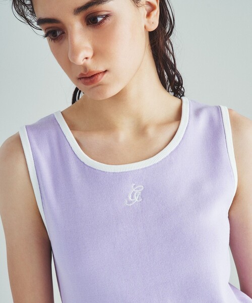 GRACE CLASS(グレースクラス)の「ロゴニットノースリーブ(タンクトップ・レディース・ラベンダー/ホワイト・36)」の1枚目の写真