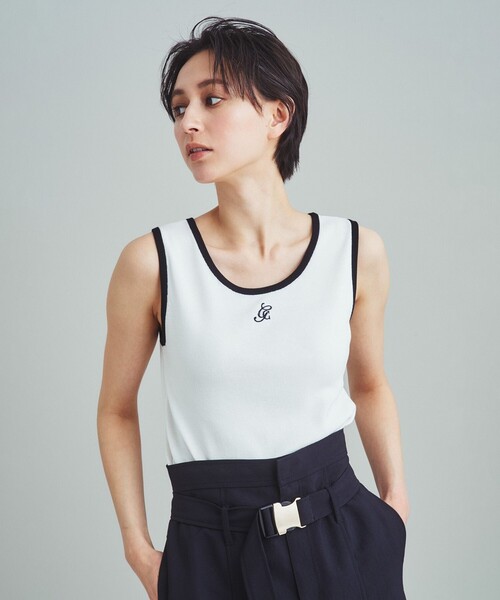 GRACE CLASS(グレースクラス)の「ロゴニットノースリーブ(タンクトップ・レディース・ラベンダー/ホワイト・36)」の2枚目の写真