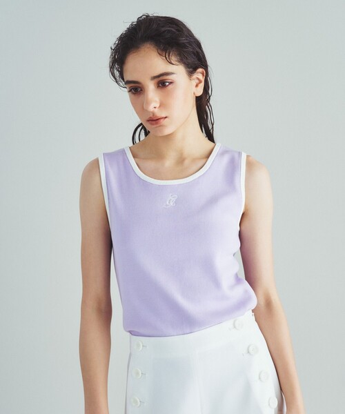 GRACE CLASS(グレースクラス)の「ロゴニットノースリーブ(タンクトップ・レディース・ラベンダー/ホワイト・36)」の6枚目の写真
