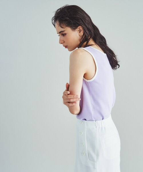 GRACE CLASS(グレースクラス)の「ロゴニットノースリーブ(タンクトップ・レディース・ラベンダー/ホワイト・36)」の7枚目の写真
