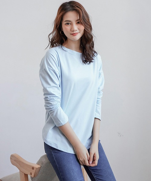 HILLDA レディース トップス 長袖 セール】トップス Tシャツ レディース 長袖 Uネック オフ