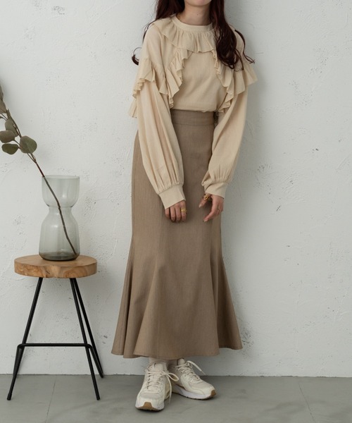 Ambre Ciel(アンブルシエル)の「楊柳フリルブラウス/【WEB/EC限定商品】(シャツ/ブラウス・レディース・ライトベージュ/ブラック/オフホワイト・FREE)」の12枚目の写真