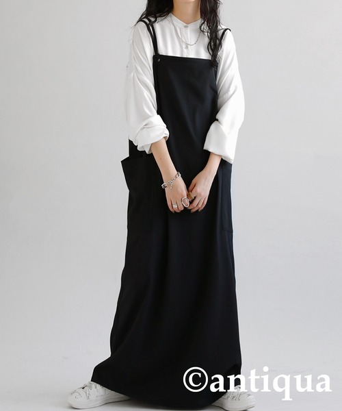 antiqua(アンティカ)の「ビッグポケットサロペットスカート(サロペット/オーバーオール・レディース・ブラック・FREE)」の3枚目の写真