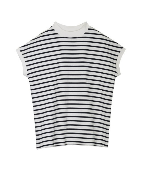 Re:EDIT(リエディ)の「モックネックフレンチスリーブボーダーTシャツ(Tシャツ/カットソー・レディース・ベージュ/ブラック/ネイビー・LARGE/MEDIUM)」の19枚目の写真