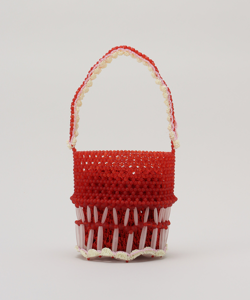 Casselini（キャセリーニ）の「【Casselini/キャセリーニ】 クロシェビーズバッグ（クラッチバッグ・レディース・アイボリー/レッド・FREE）」の6枚目の写真