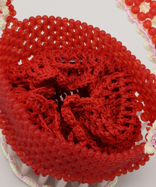 Casselini（キャセリーニ）の「【Casselini/キャセリーニ】 クロシェビーズバッグ（クラッチバッグ・レディース・アイボリー/レッド・FREE）」の9枚目の写真