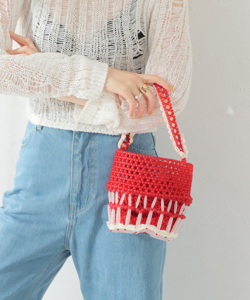 Casselini（キャセリーニ）の「【Casselini/キャセリーニ】 クロシェビーズバッグ（クラッチバッグ・レディース・アイボリー/レッド・FREE）」の20枚目の写真