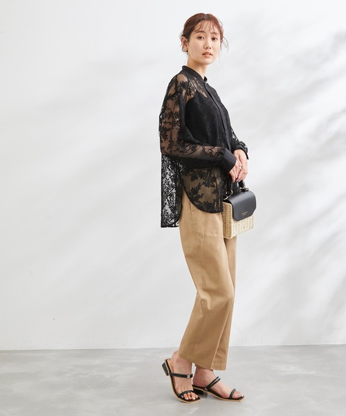 ROPE' PICNIC（ロペピクニック）の「洗える/リンクコーデ/レースライトシャツ（シャツ/ブラウス・レディース・ブラック/オフホワイト・38）」の6枚目の写真