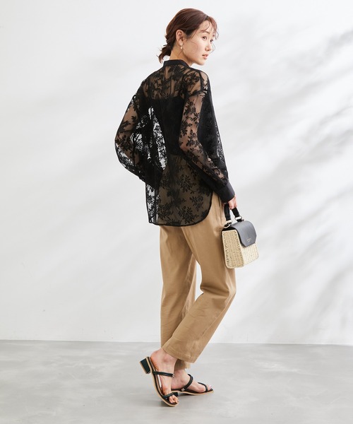 ROPE' PICNIC（ロペピクニック）の「洗える/リンクコーデ/レースライトシャツ（シャツ/ブラウス・レディース・ブラック/オフホワイト・38）」の9枚目の写真