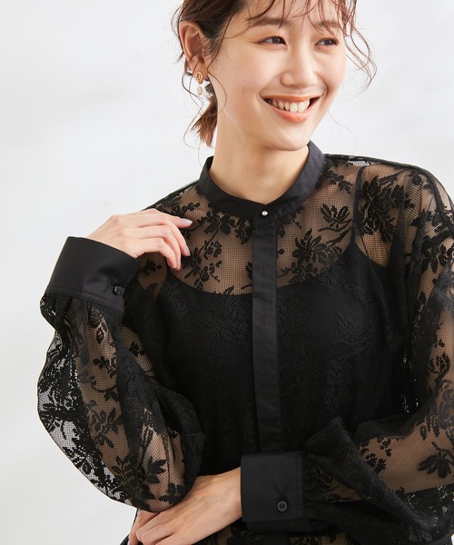 ROPE' PICNIC（ロペピクニック）の「洗える/リンクコーデ/レースライトシャツ（シャツ/ブラウス・レディース・ブラック/オフホワイト・38）」の3枚目の写真