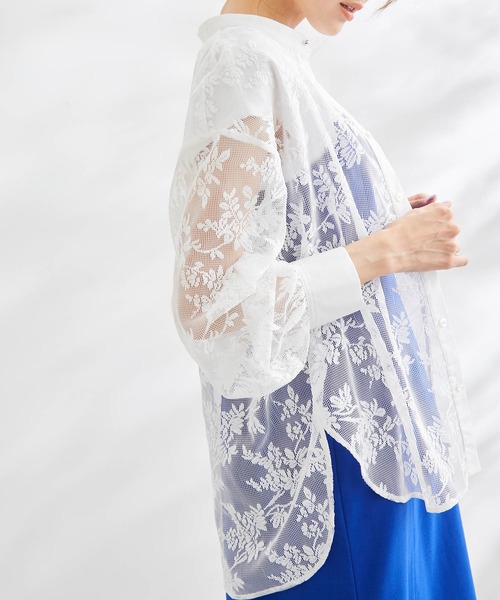 ROPE' PICNIC（ロペピクニック）の「洗える/リンクコーデ/レースライトシャツ（シャツ/ブラウス・レディース・ブラック/オフホワイト・38）」の7枚目の写真