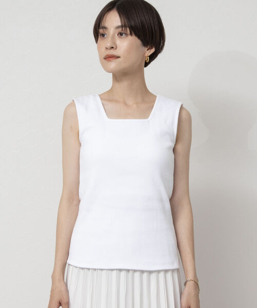 NOLLEY’S（ノーリーズ）の「リブタンクトップ（タンクトップ・レディース・キャメル/ネイビー/オフホワイト/ブラック・38）」の8枚目の写真