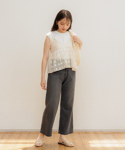 flower（フラワー）の「ベーシックノースリーブトップ（Tシャツ/カットソー・レディース・グレー/ホワイト・FREE）」の17枚目の写真