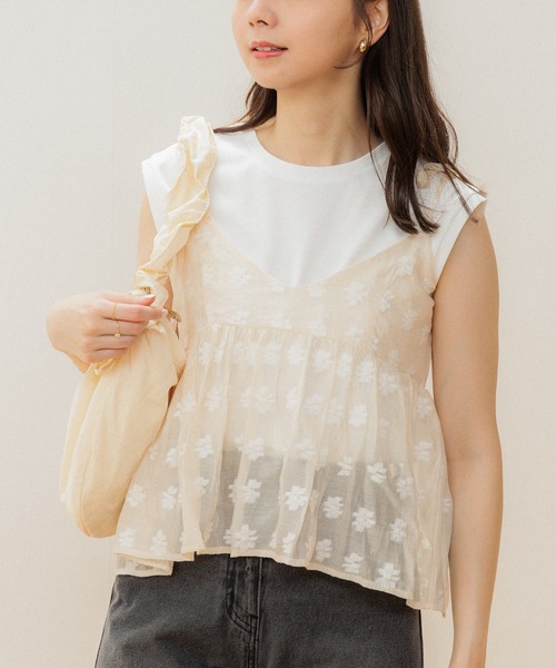 flower（フラワー）の「ベーシックノースリーブトップ（Tシャツ/カットソー・レディース・グレー/ホワイト・FREE）」の15枚目の写真