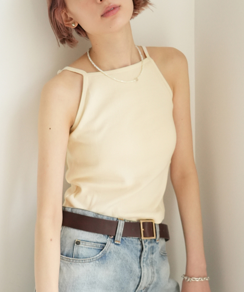 SLOBE citron.（スローブシトロン）の「SLOBE citron.別注【Miller/ミラー】  P rib AIS キャミソール（キャミソール・レディース・サックスブルー/アイボリー/レッド・FREE）」の11枚目の写真